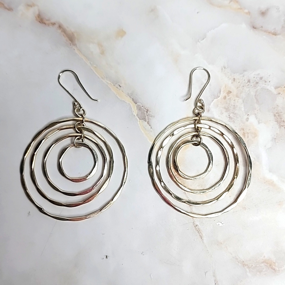 Sterling Silver Hanging Multiple Hoops Earrings